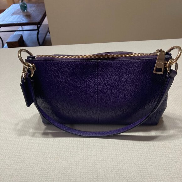 Coach Pebble Leather Purple Stagecoach Satchel (Carry bag) - Picture 3 of 10